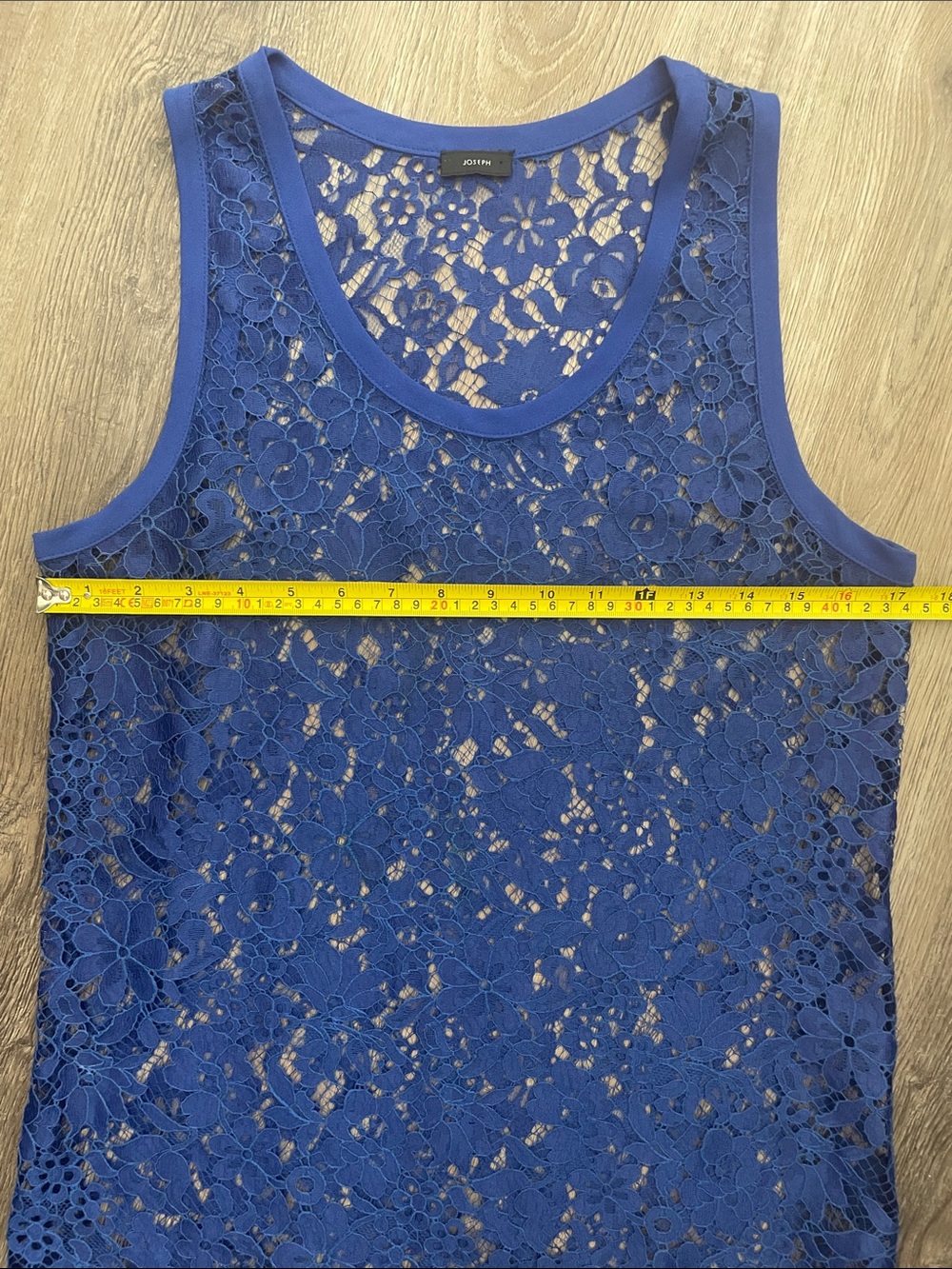 Joseph Cobalt Blue Floral Lace Tank Top Sleeveless Size US 6 EU 40 Cutout - Picture 5 of 7